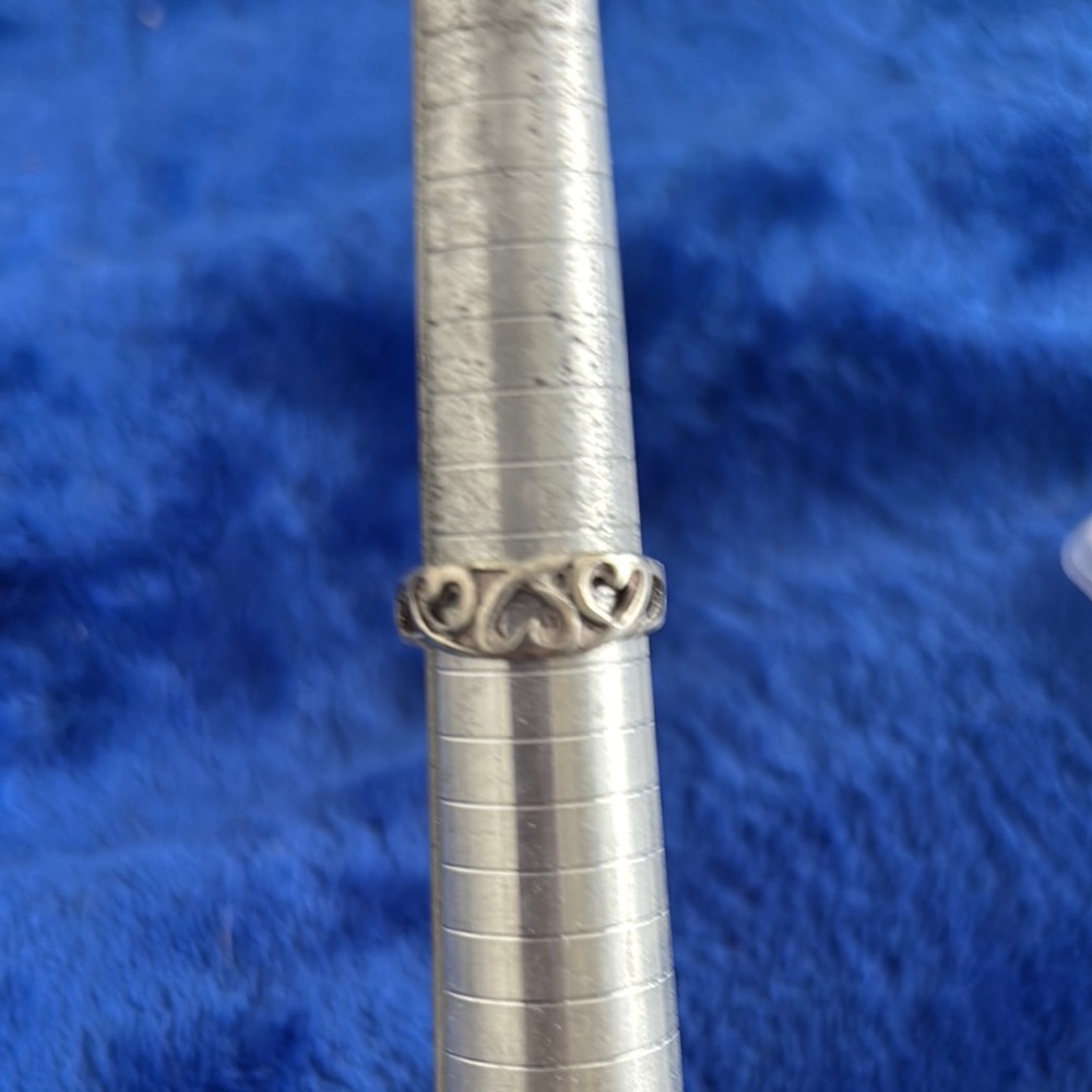 Intricate Silver Heart Pattern Ring - image 1
